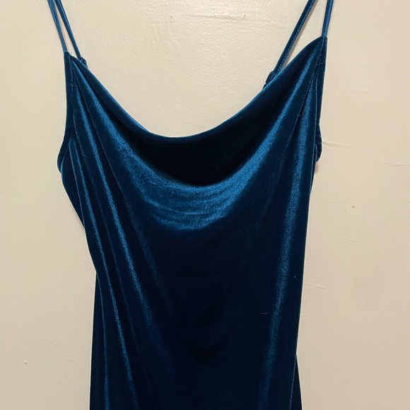 Teal Velvet Dress - Picture 2 of 3